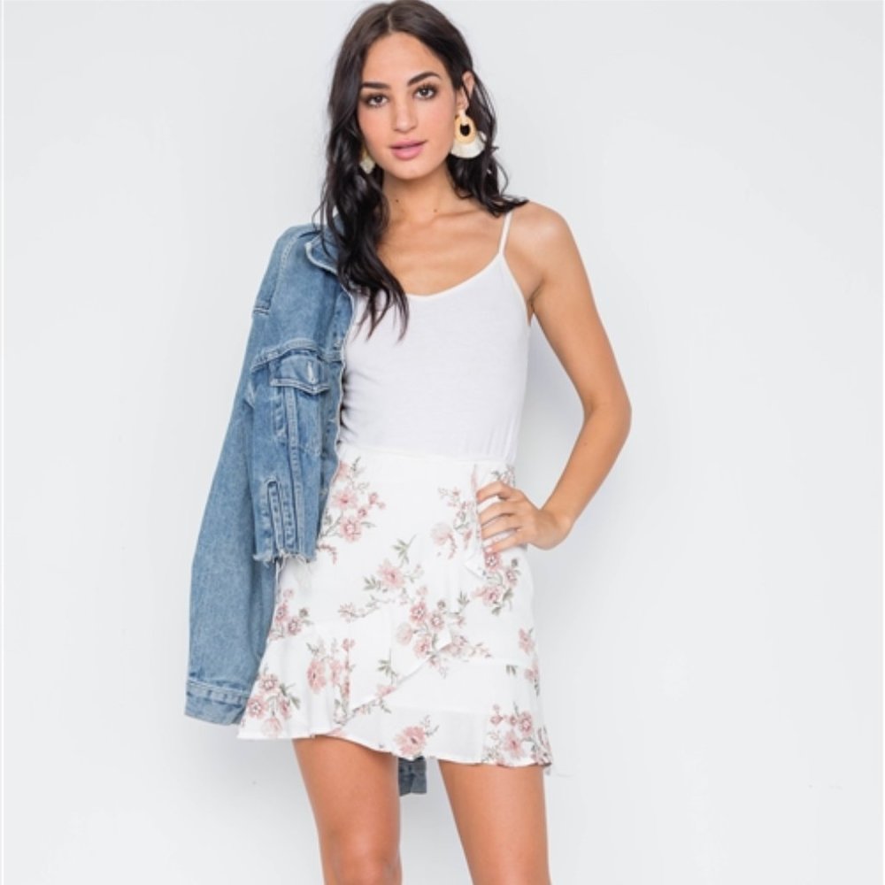 Floral Ruffle Faux-Wrap Skirt - Picture 4 of 4